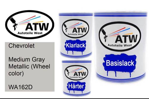 Chevrolet, Medium Gray Metallic (Wheel color), WA162D: 1L Lackdose + 1L Klarlack + 500ml Härter - Set, von ATW Autoteile West.